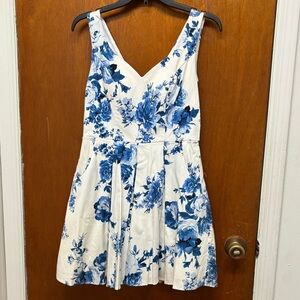 Trixxi White Dress with Blue Floral Pattern